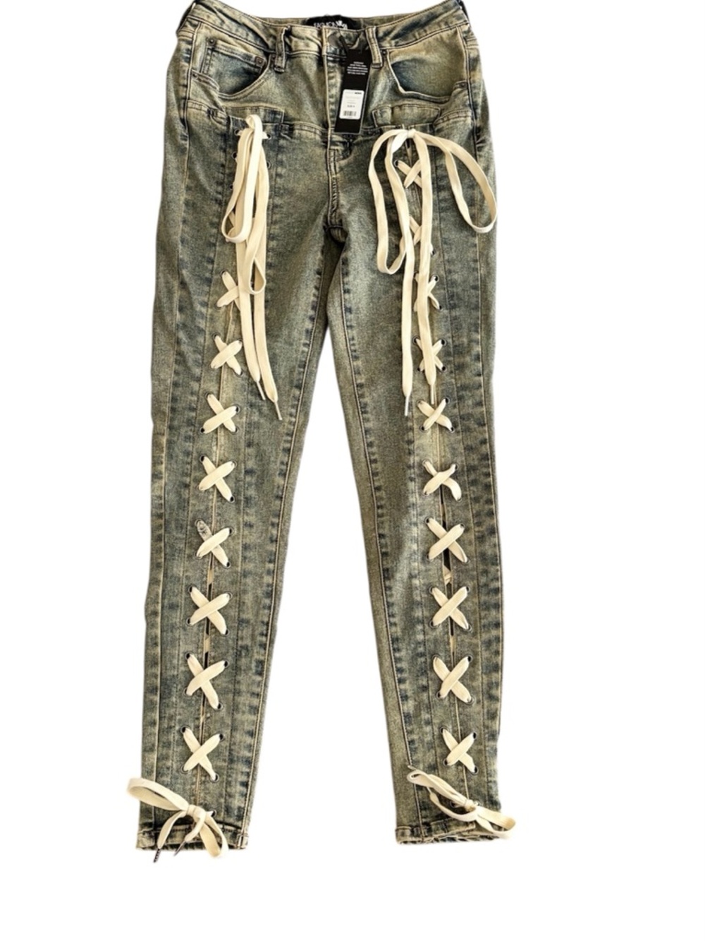 Fashion Nova Lace-Up Stretch Skinny Jeans